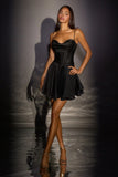 Satin Mini Dress - Black