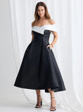 Eloisa Off Shoulder Midi - Black/White