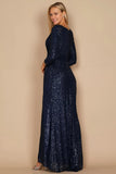Sierra Sequinned Gown - Navy