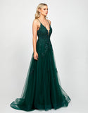 Alie Plunging Ball Gown By Bariano - Dark Green