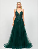 Alie Plunging Ball Gown By Bariano - Dark Green