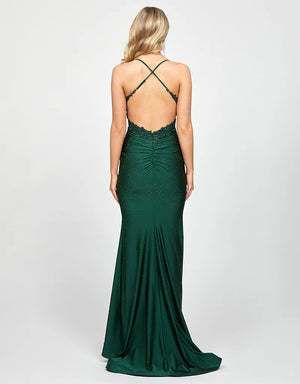 Suzy Fitted Gown by Bariano - Dark Green