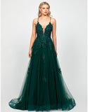Alie Plunging Ball Gown By Bariano - Dark Green