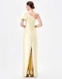 Aramy One Shoulder Bow Gown by Bariano - Yellow