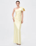 Aramy One Shoulder Bow Gown by Bariano - Yellow