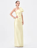 Aramy One Shoulder Bow Gown by Bariano - Yellow