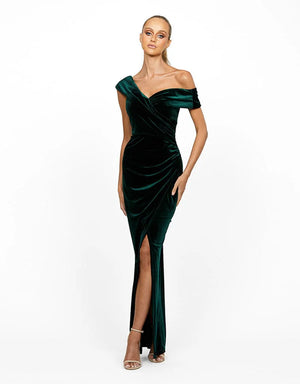 Gabby Velvet Maxi by Bariano - Emerald Green
