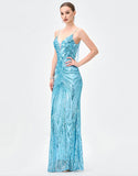 Hanami Pattern Sequin Maxi by Bariano - Ice Blue