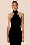 Crush Halter Gown - Black