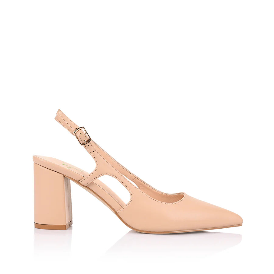 Elton Slingback Block Hells - Nude