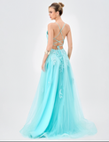 Kellie Strappy Back Gown - Aqua