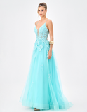 Kellie Strappy Back Gown - Aqua