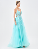 Kellie Strappy Back Gown - Aqua