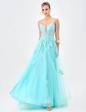 Kellie Strappy Back Gown - Aqua