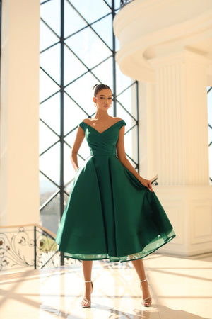 Amy NC1089 Midi Dress by Nicoletta - Emerald
