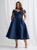 Eloisa Off Shoulder Midi - Navy