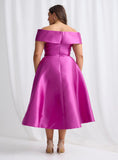 Eloisa Off Shoulder Midi - Fuschia