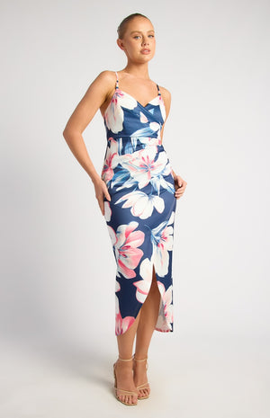 Jenna Midi Dress - Navy Floral