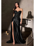 Stella Strapless Satin Dress - Black By Ladivine