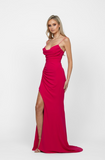 Jaelyn Drape Gown by Bariano - Hot Pink