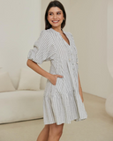 Jayla Dress - Grey Stripes