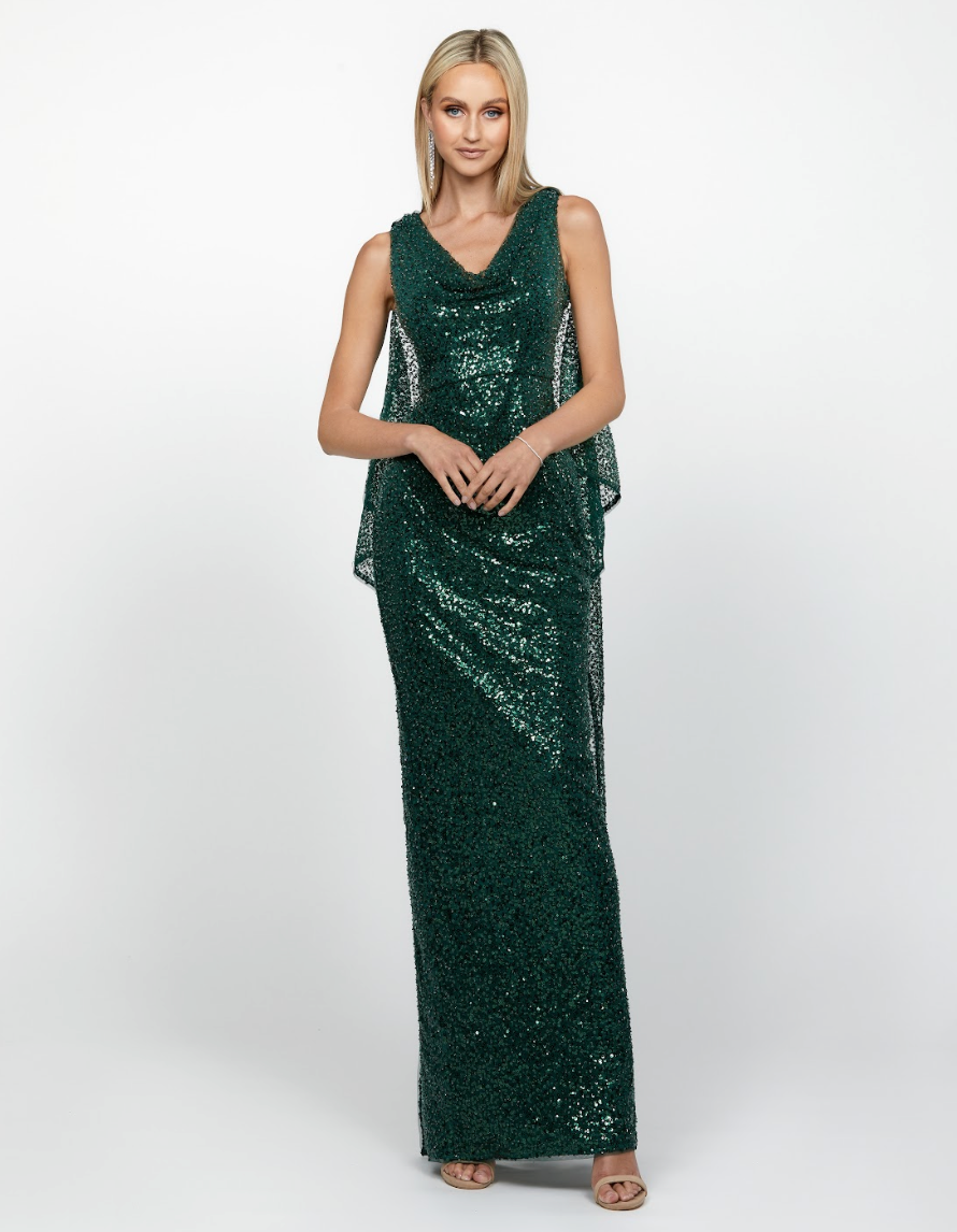 Agnes Gown by Bariano - Emerald Agnes Gown by Bariano - Emerald
