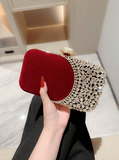 Jasmine Velvet Clutch - Wine