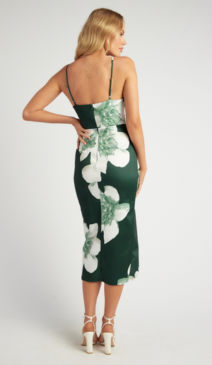 Jenna Midi Dress - Emerald Floral