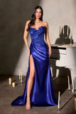 Stella Strapless Satin Dress - Navy  By Ladivine