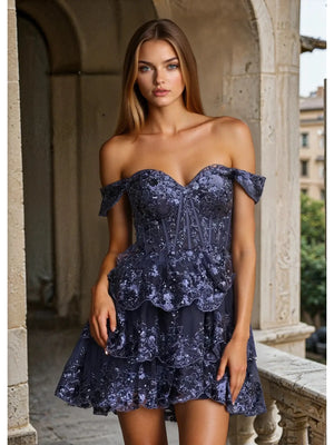 Sweetheart Mini Dress - Navy
