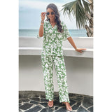 Green Leaf Pant - Green/White