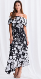Lizzie Puff Sleeve Midi - Black/White