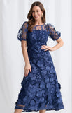 Lizzie Puff Sleeve Midi - Navy