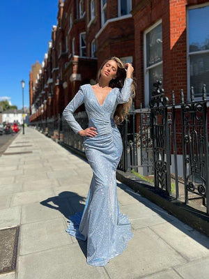 Amari Evening Formal Dress JX6037 By Jadore - Light Blue