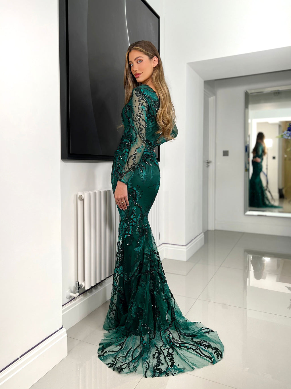 Logan JX6092 Gown by Jadore - Forest Green