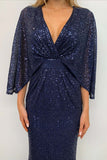 Oprah Cape Gown B47D28L by Bariano - Navy