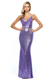 Rhiannon Cowl Neck Gown B53D33L by Bariano - Lavender