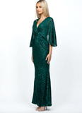Oprah Cape Gown B47D28L by Bariano - Emerald