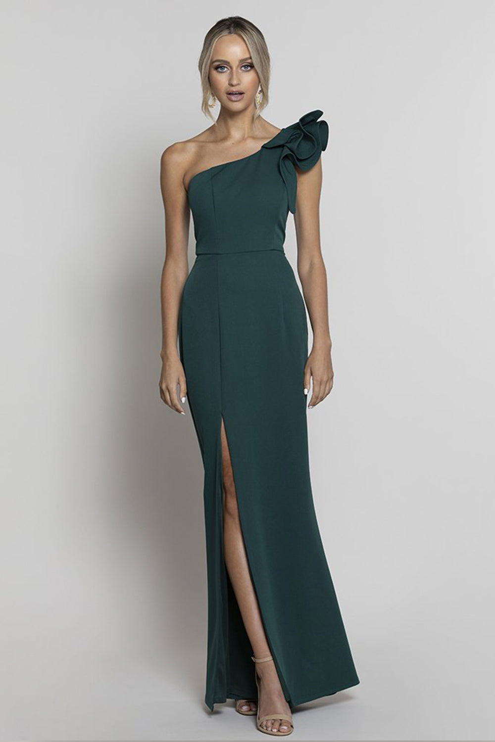 Sue Frill Gown BB33D31 by Bariano - Emerald Sue Frill Gown BB33D31 by Bariano - Emerald