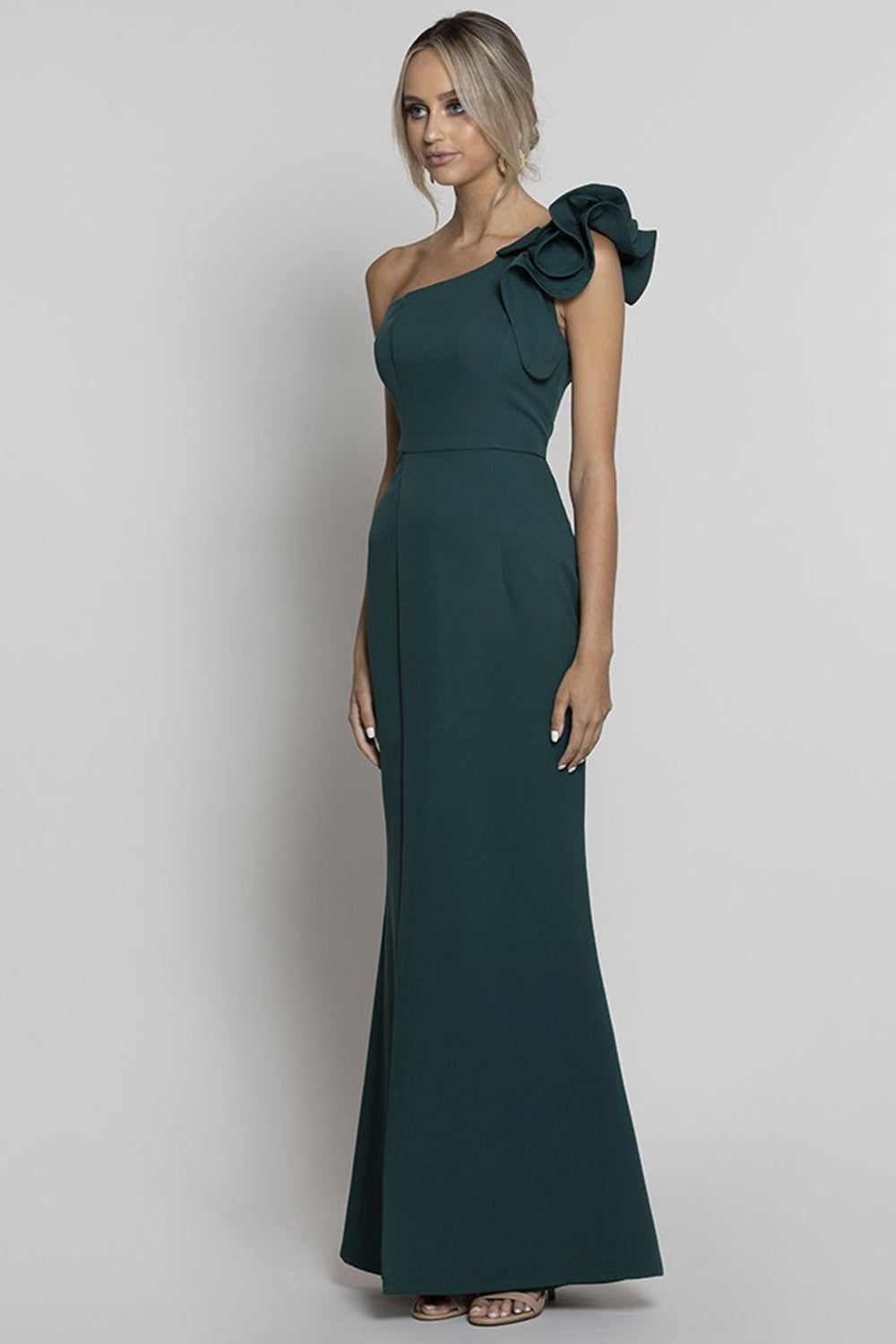 bariano emerald green dress Ciara Off Shoulder Gown in Emerald Green by Bariano