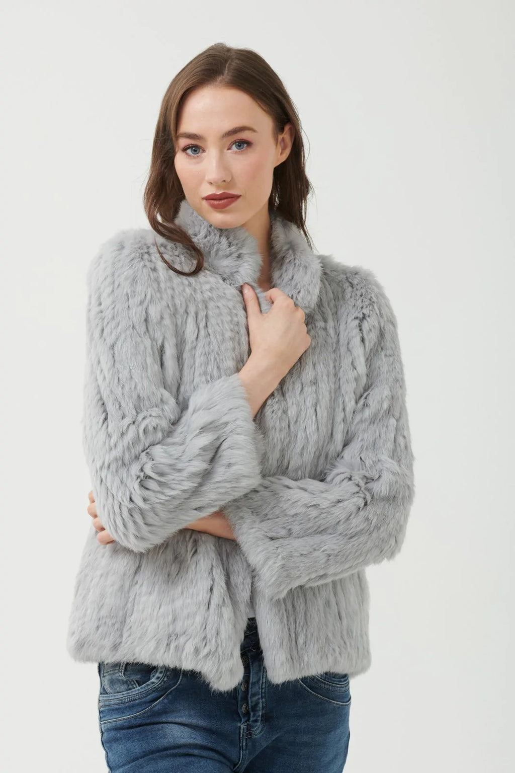 High neck fur jacket by 365 Days - Light Grey
