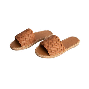 Human Shoes Newark Leather Slide in Tan